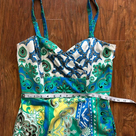 Multicolored Paisley Print Mini Dress Women’s Size Medium Hale Bob - Picture 8 of 14